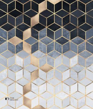 Soft Blue Gradient Cubes - Elisabeth Fredriksson - artwerk op canvas